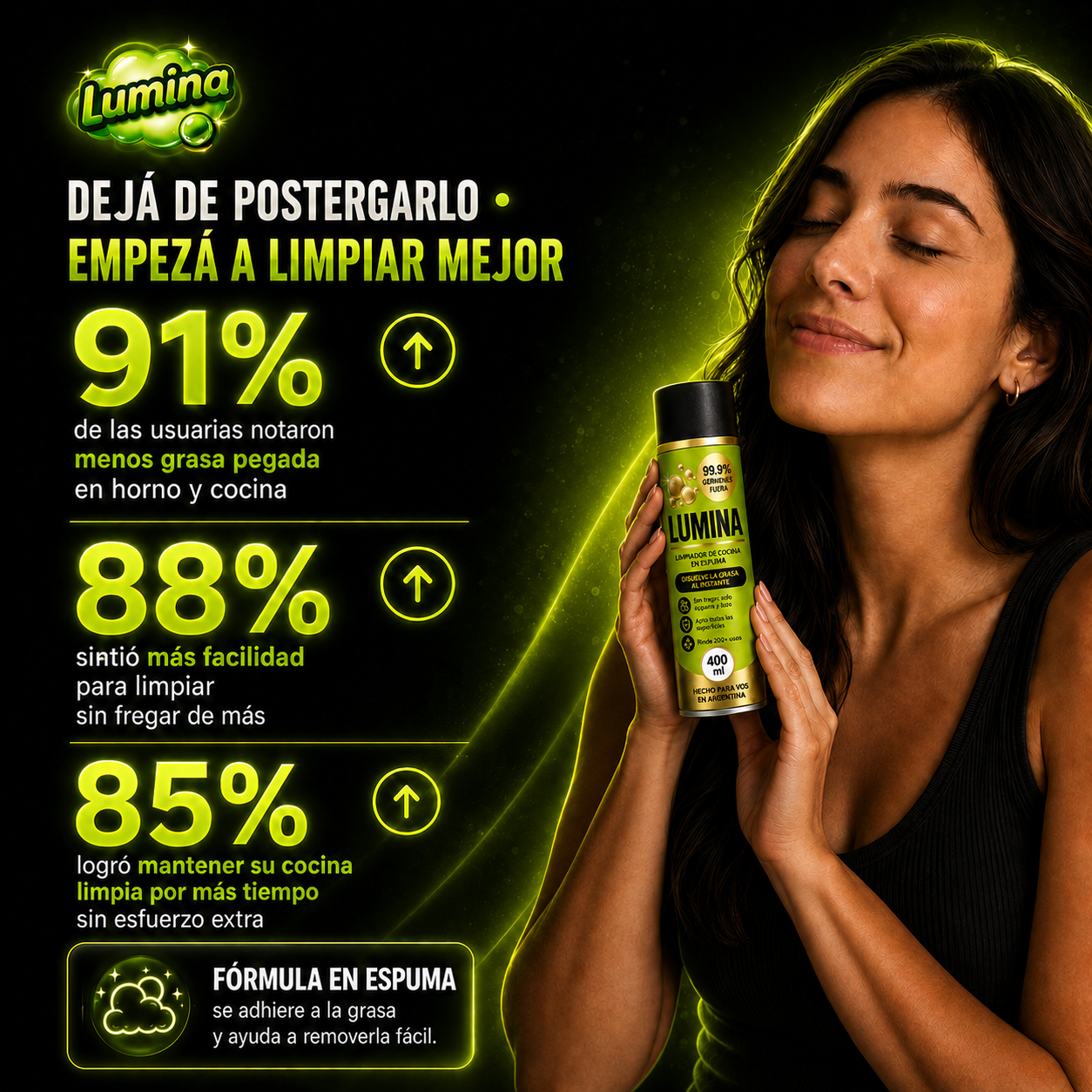 Lumina® | Desengrasa, Limpia y Deja Brillo Sin Fregar