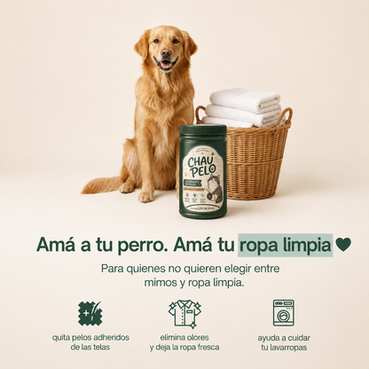 CHAU PELO® – Detergente en Polvo Quitapelos y Olores para Ropa de Mascotas